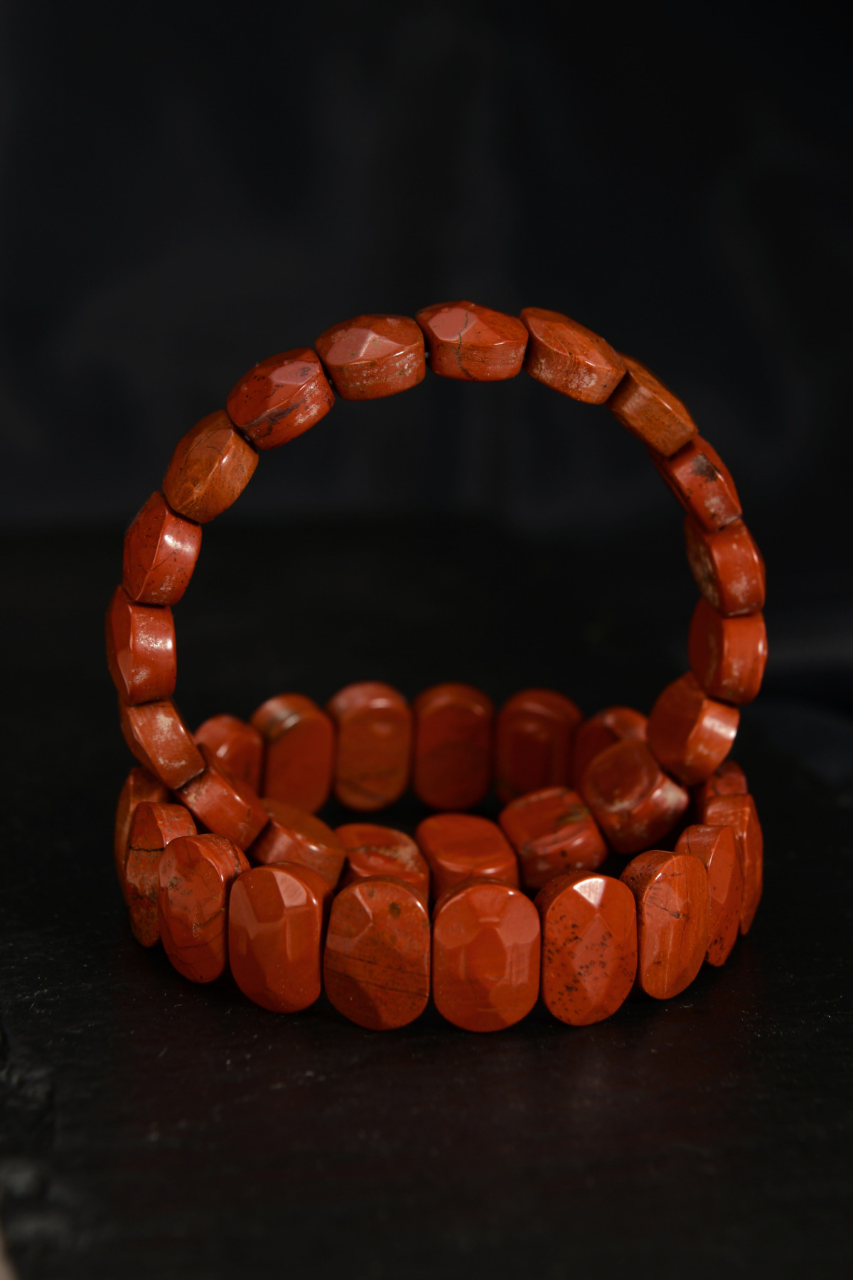 Kırmızı Jasper Özel Kesim Doğal Taş Unisex Bileklik