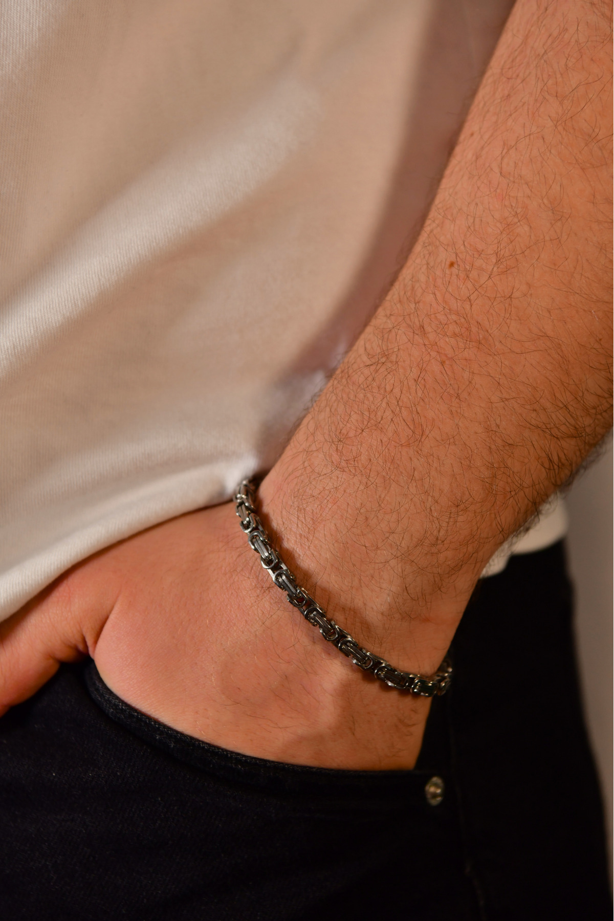 Kral Model Erkek Çelik Zincir Bileklik 5mm