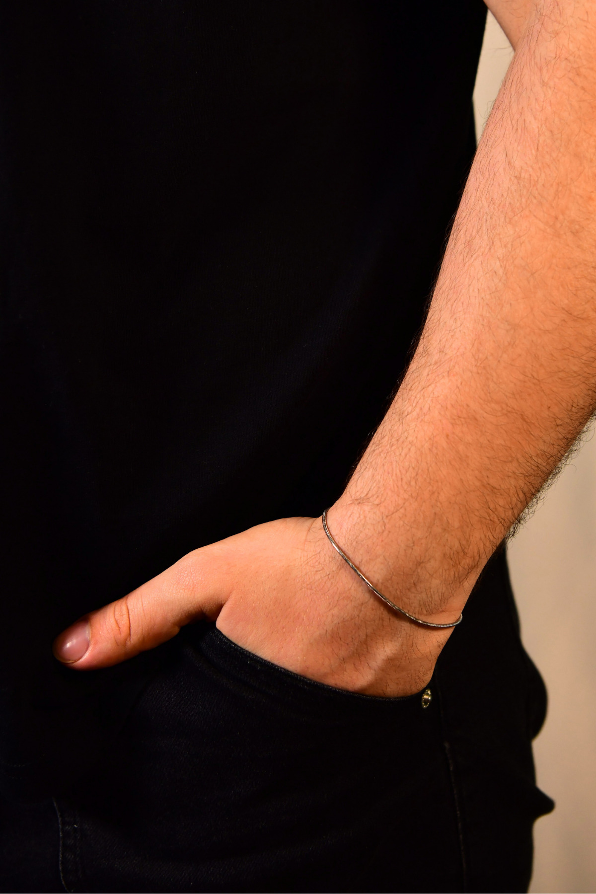 Yılan Model Unisex Çelik Zincir Bileklik