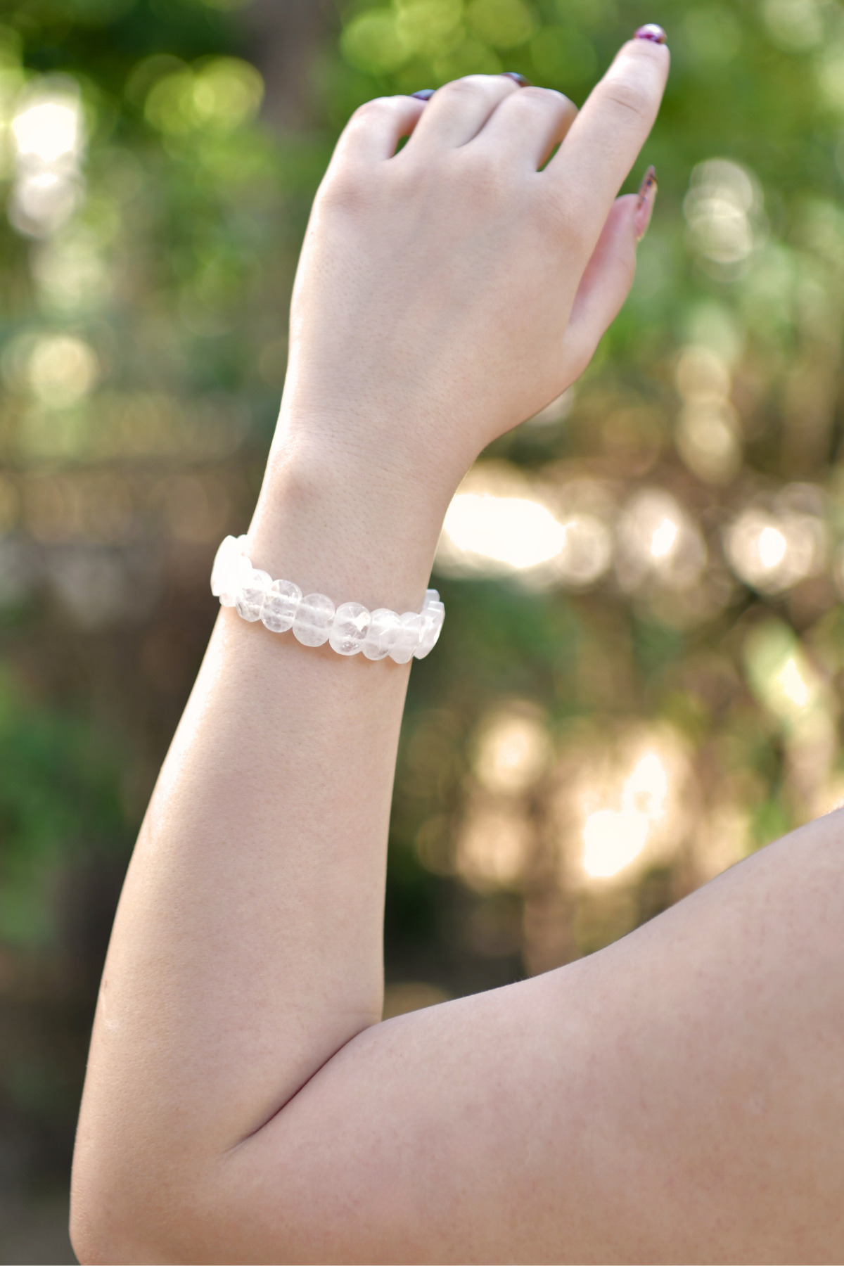 Kristal Quartz Özel Kesim Doğal Taş Unisex Bileklik