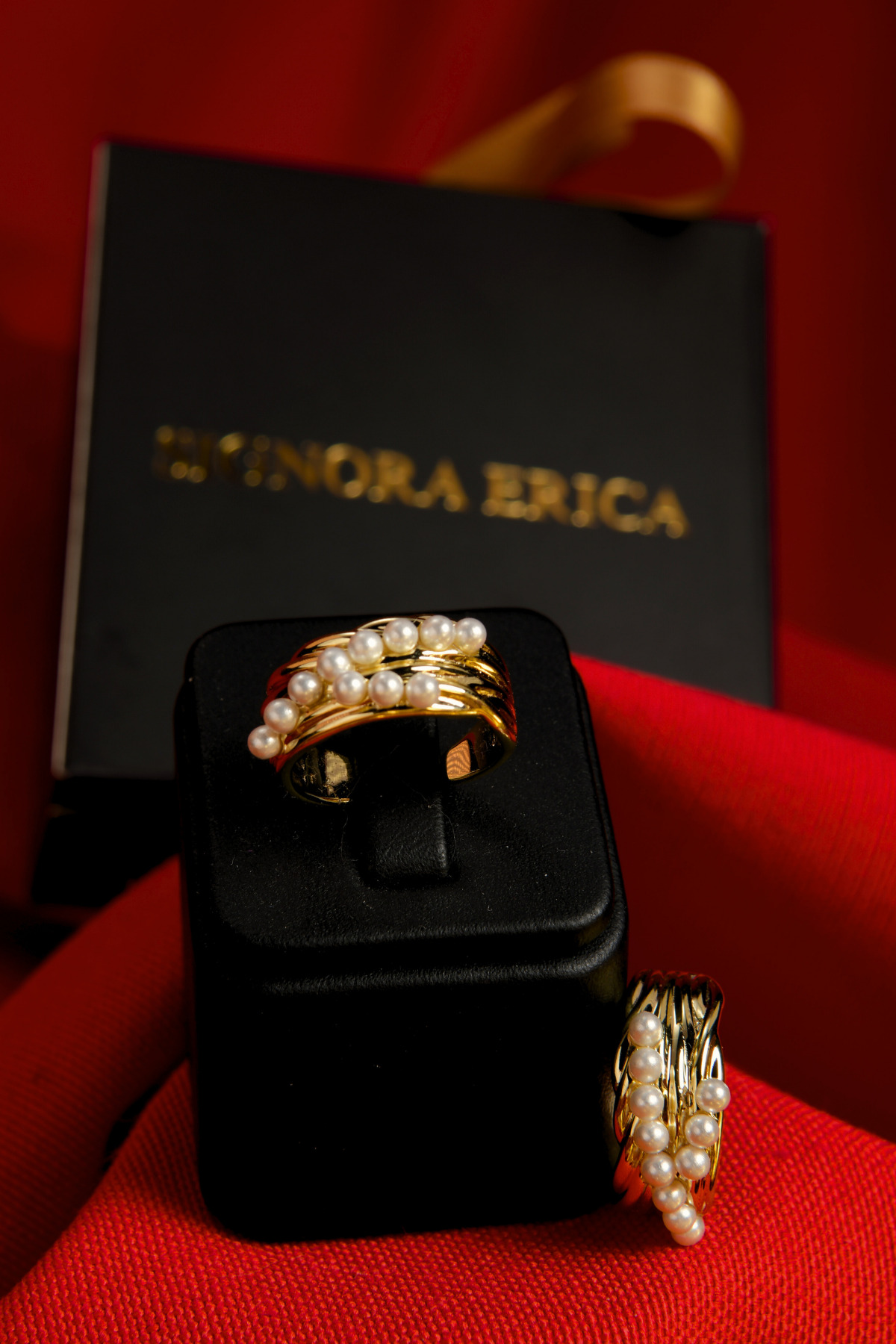 Üzeri İnci Dizili Ayarlanabilir Çelik Görünümlü Xp Yüzük