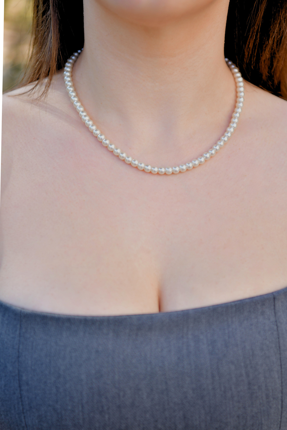 İnci Taşlı Unisex Kolye 6mm