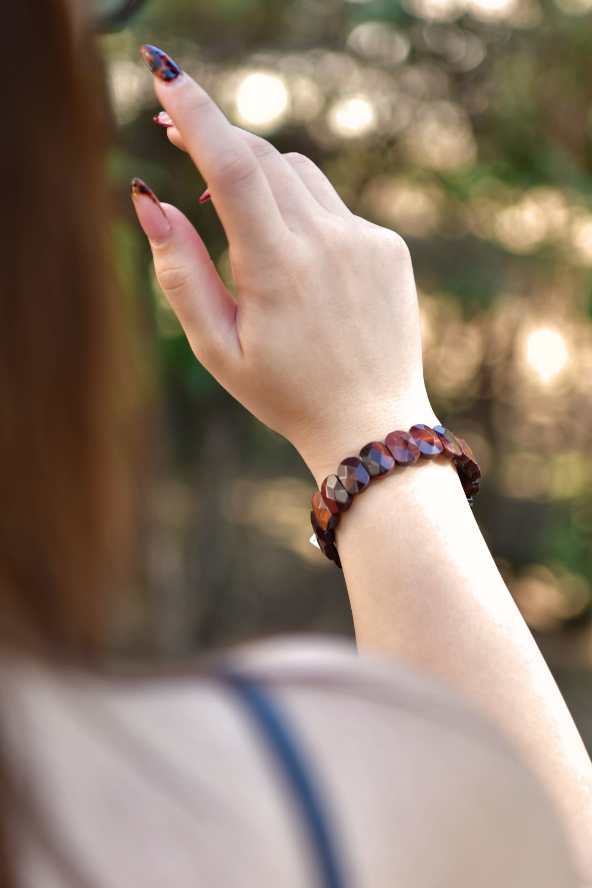 Kızıl Kaplangözü Özel Kesim Doğal Taş Unisex Bileklik