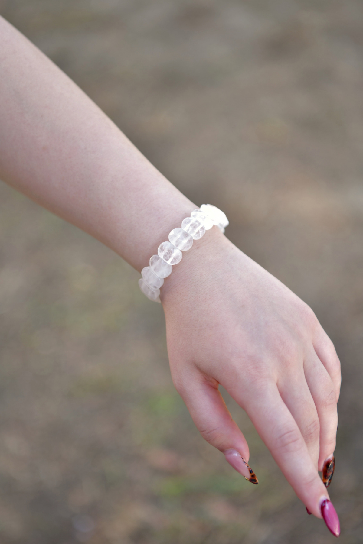 Kristal Quartz Özel Kesim Doğal Taş Unisex Bileklik