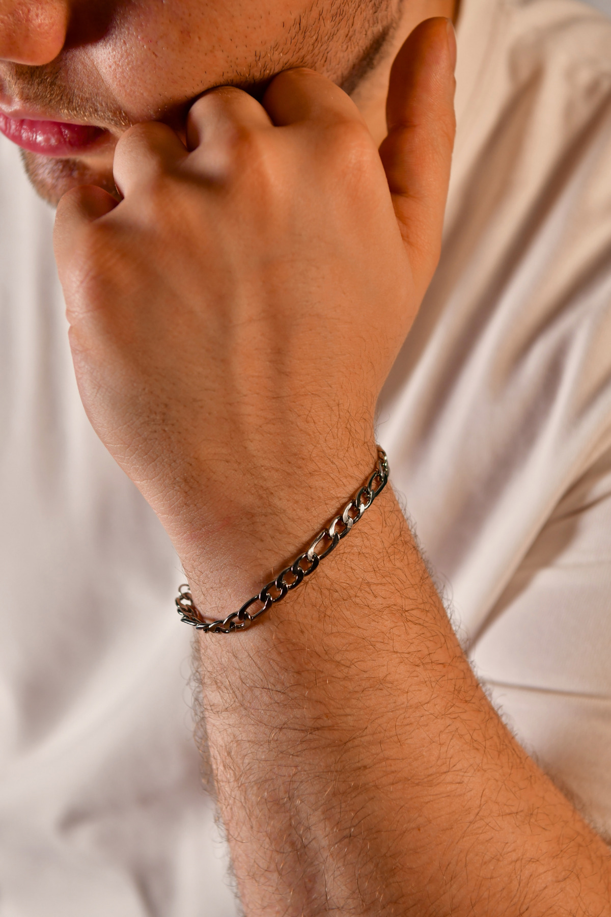 3'e 1 Halka Model Erkek Çelik Zincir Bileklik 6mm