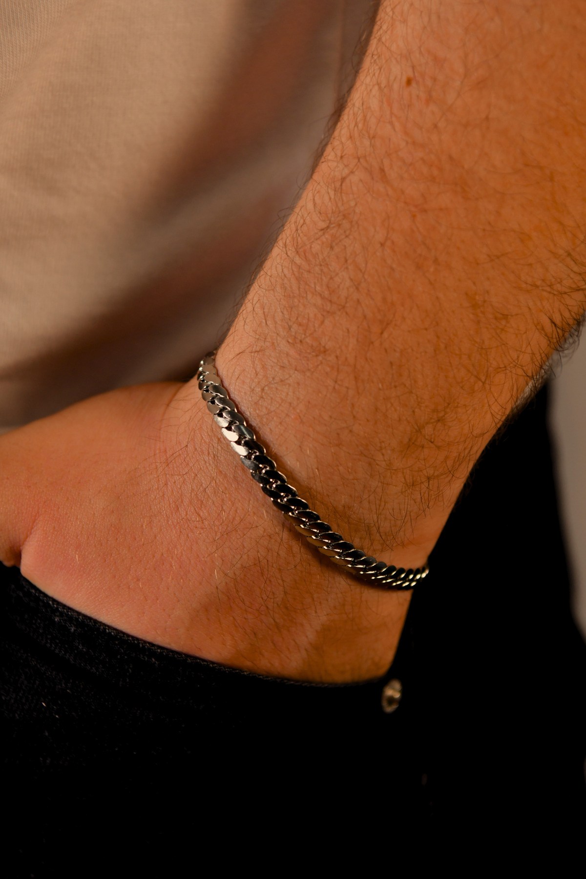 Balık Sırtı Model Erkek Çelik Bileklik