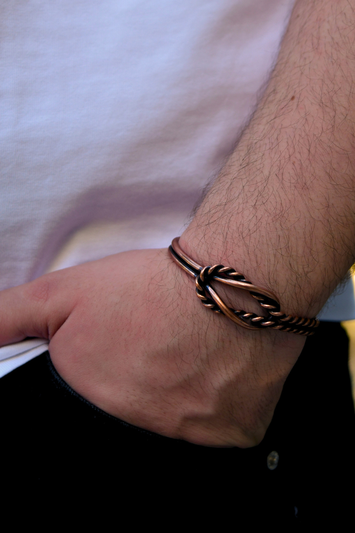 Gemici Düğümlü Model Bakır Bileklik