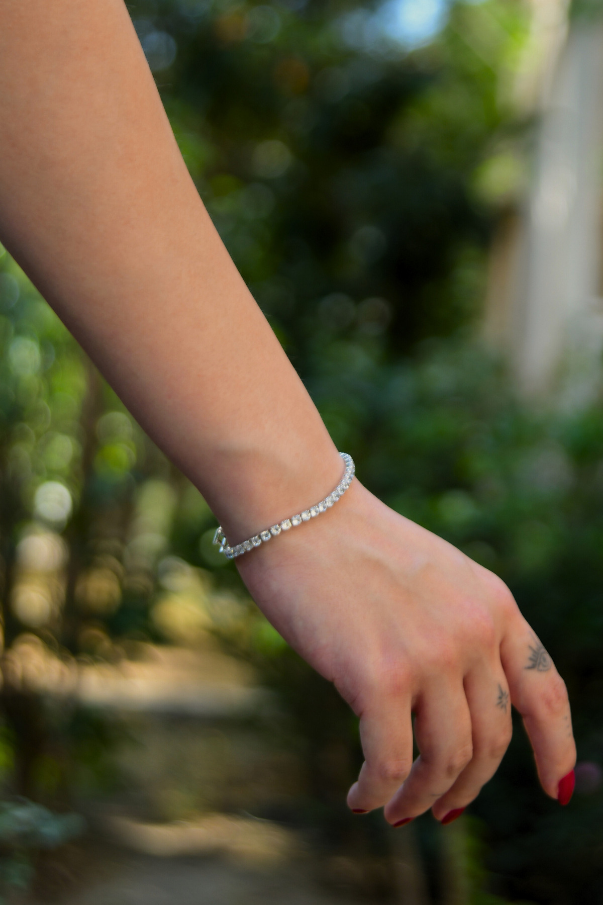 Yuvarlak Sıralı Zirkon Taşlı Kadın Çelik Görünümlü Xp Zincir Bileklik 4mm