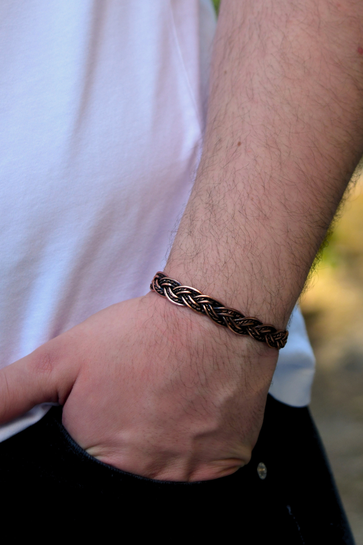 Örgü Model Bakır Bileklik