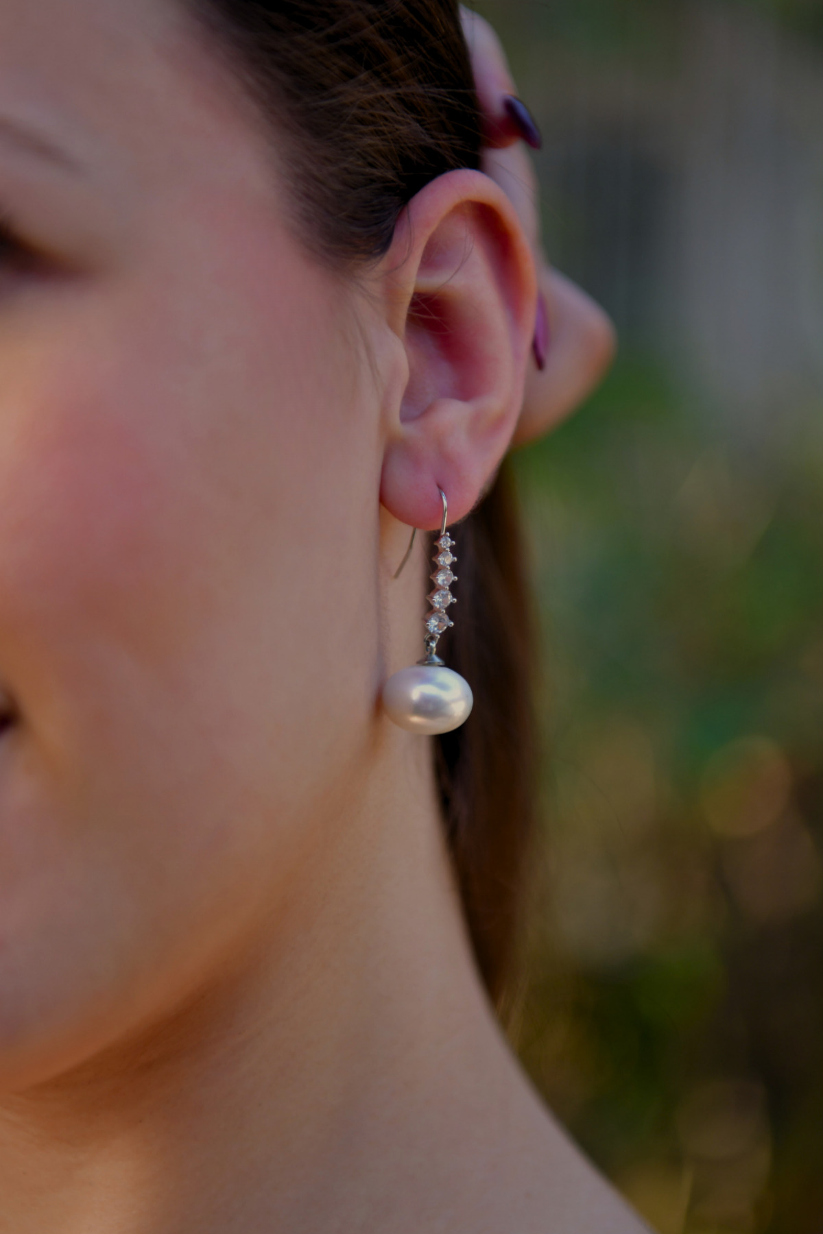 Zirkon Taşlı İncili Sallantılı Kadın Çelik görünümlü Xp Küpe