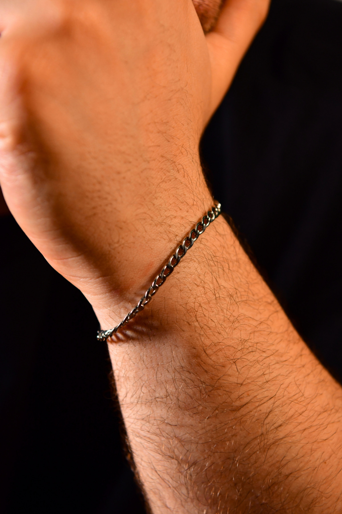 İç İçe Geçen Halka Model Erkek Çelik Zincir Bileklik 5 mm