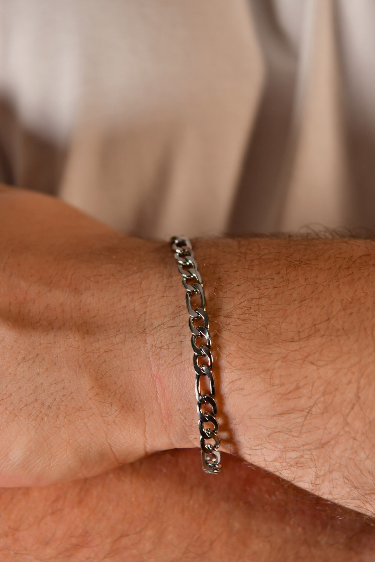 3'e 1 Halka Model Erkek Çelik Zincir Bileklik 6mm