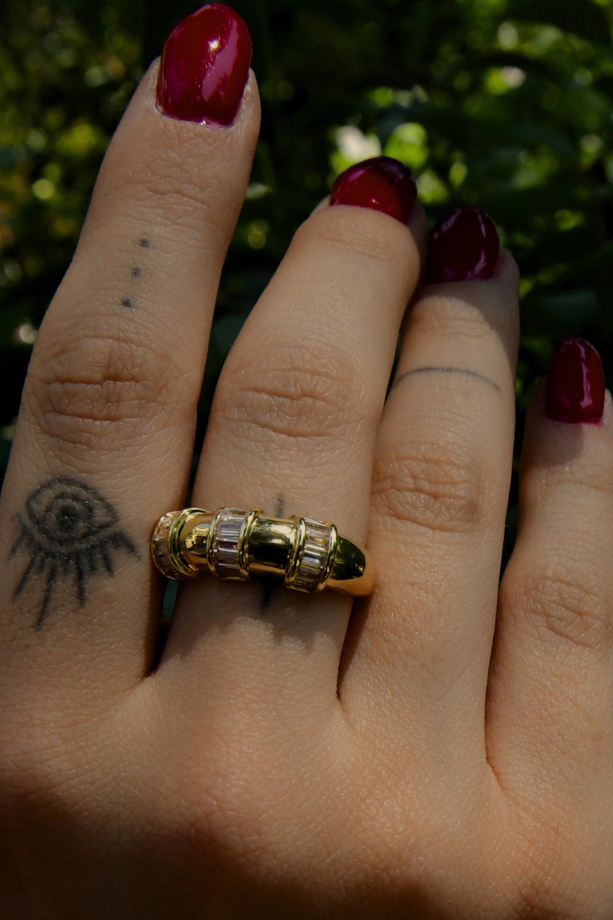 3 Boğumlu Üzeri Baget Taşlı Ayarlanabilir Yüzük Çelik Görünümlü Xp