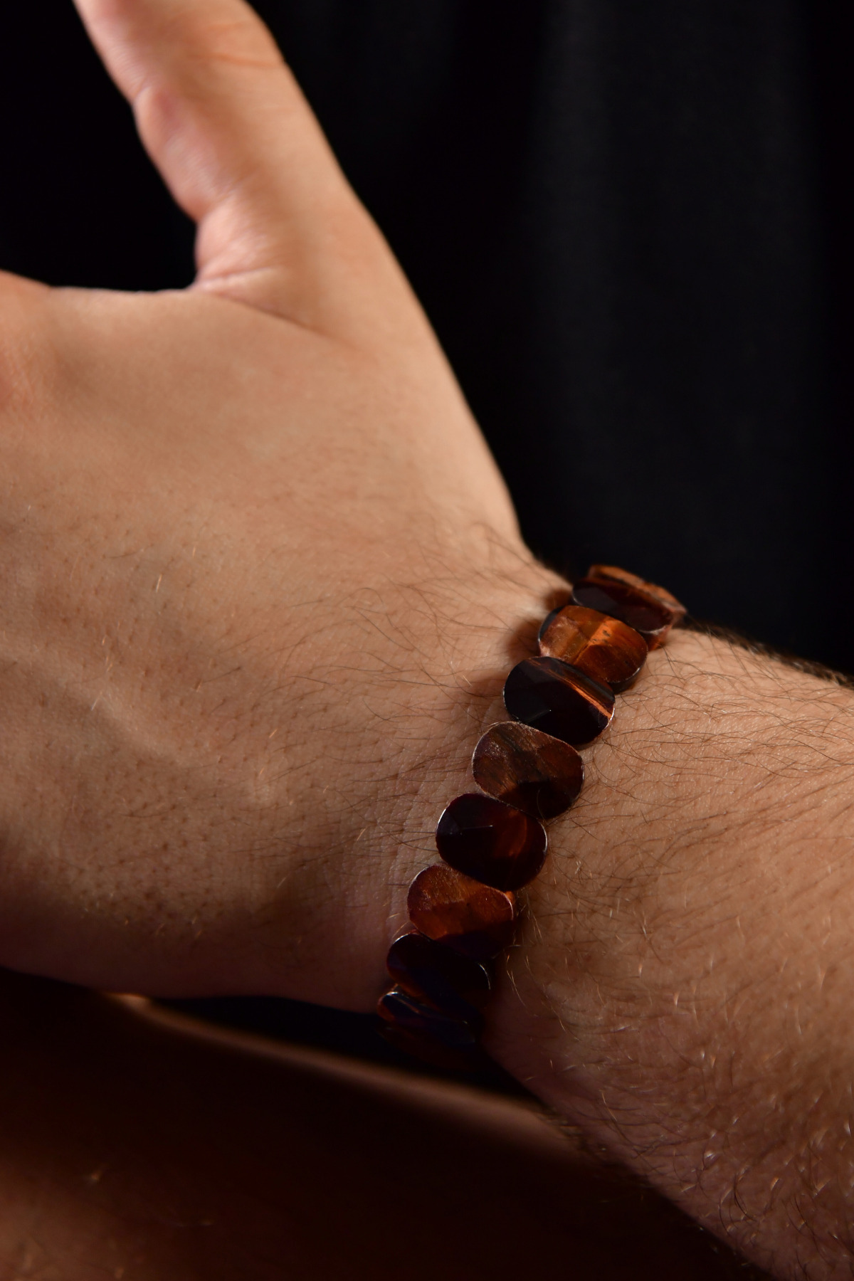 Kızıl Kaplangözü Özel Kesim Doğal Taş Unisex Bileklik