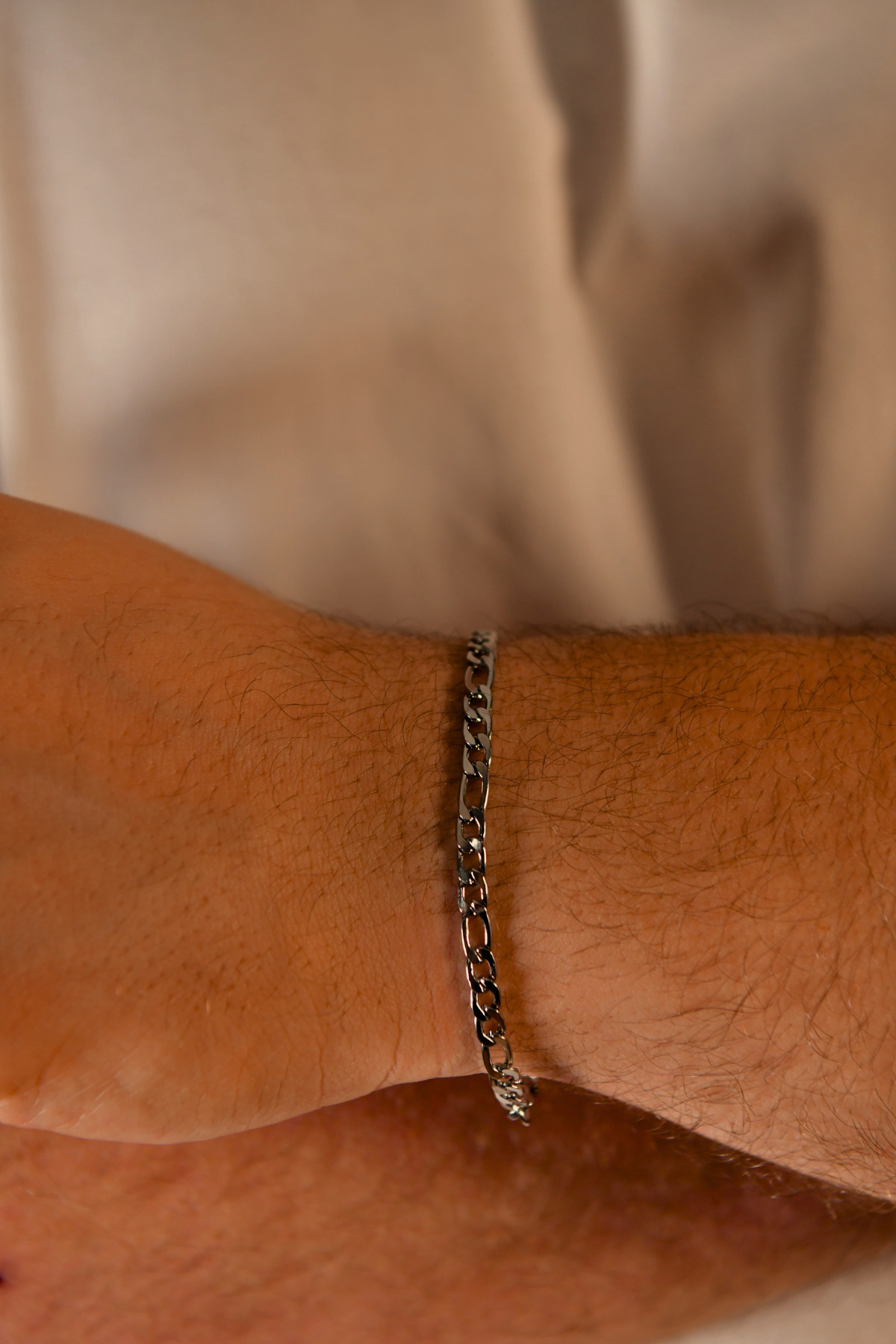 3'e 1 Halka Model Erkek Çelik Zincir Bileklik 4mm