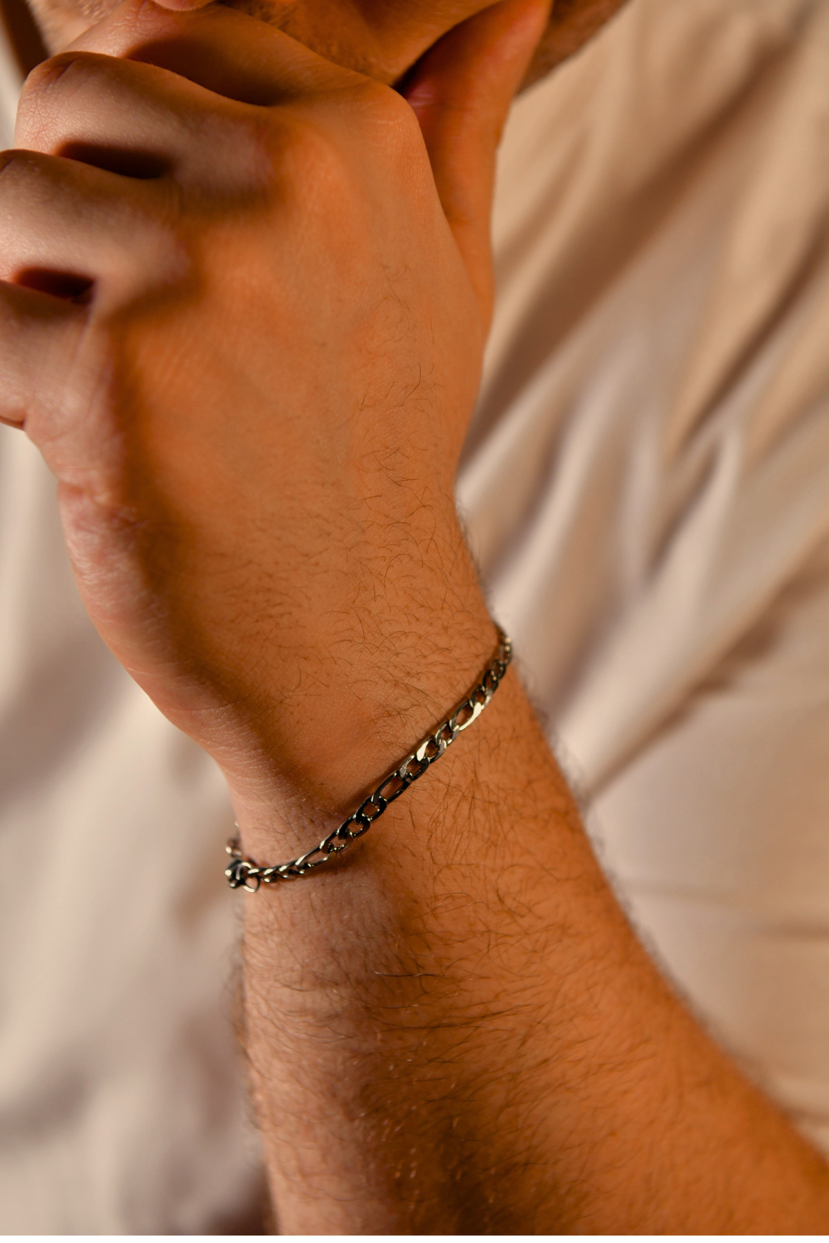 3'e 1 Halka Model Erkek Çelik Zincir Bileklik 4mm