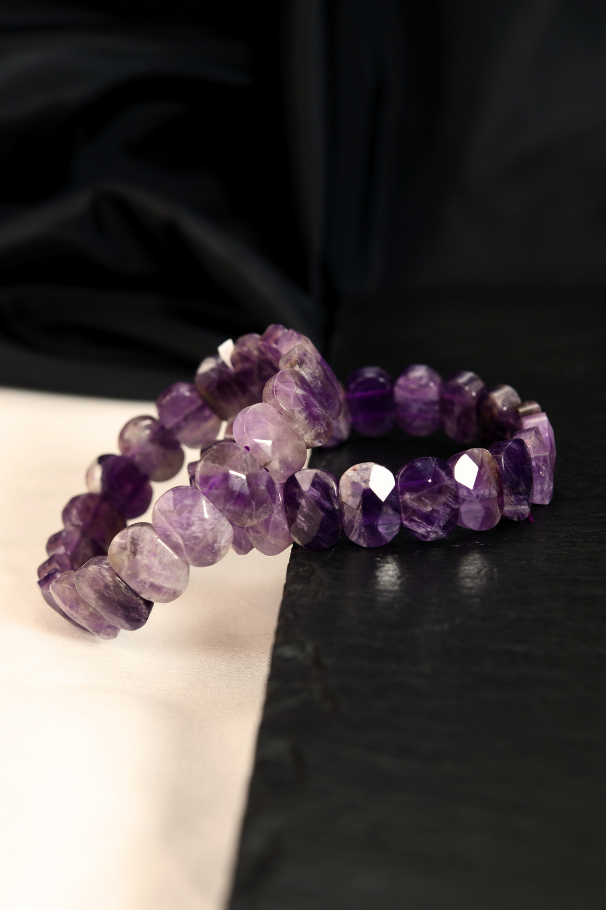 Ametist Özel Kesim Doğal Taş Unisex Bileklik