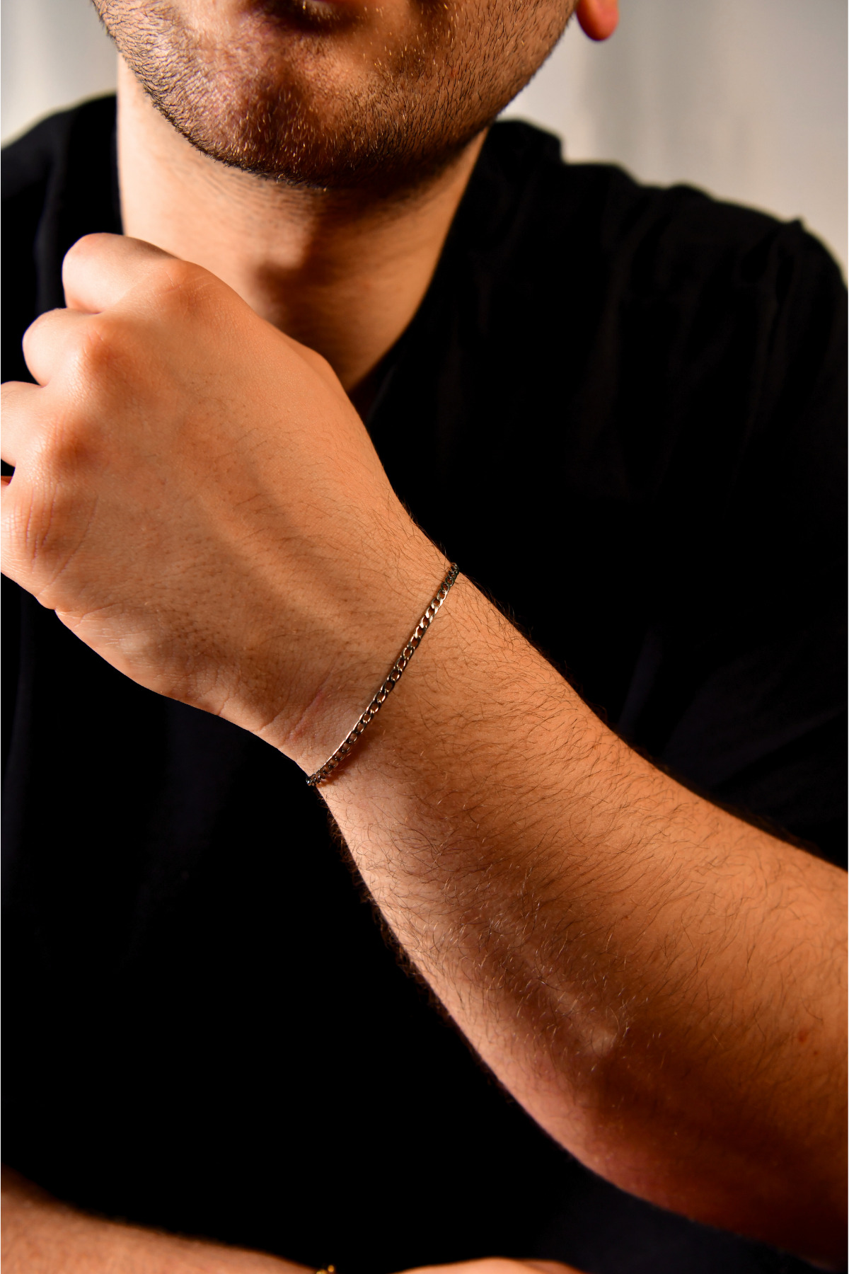 İç İçe Geçen Halka Model Erkek Çelik Zincir Bileklik 3 mm