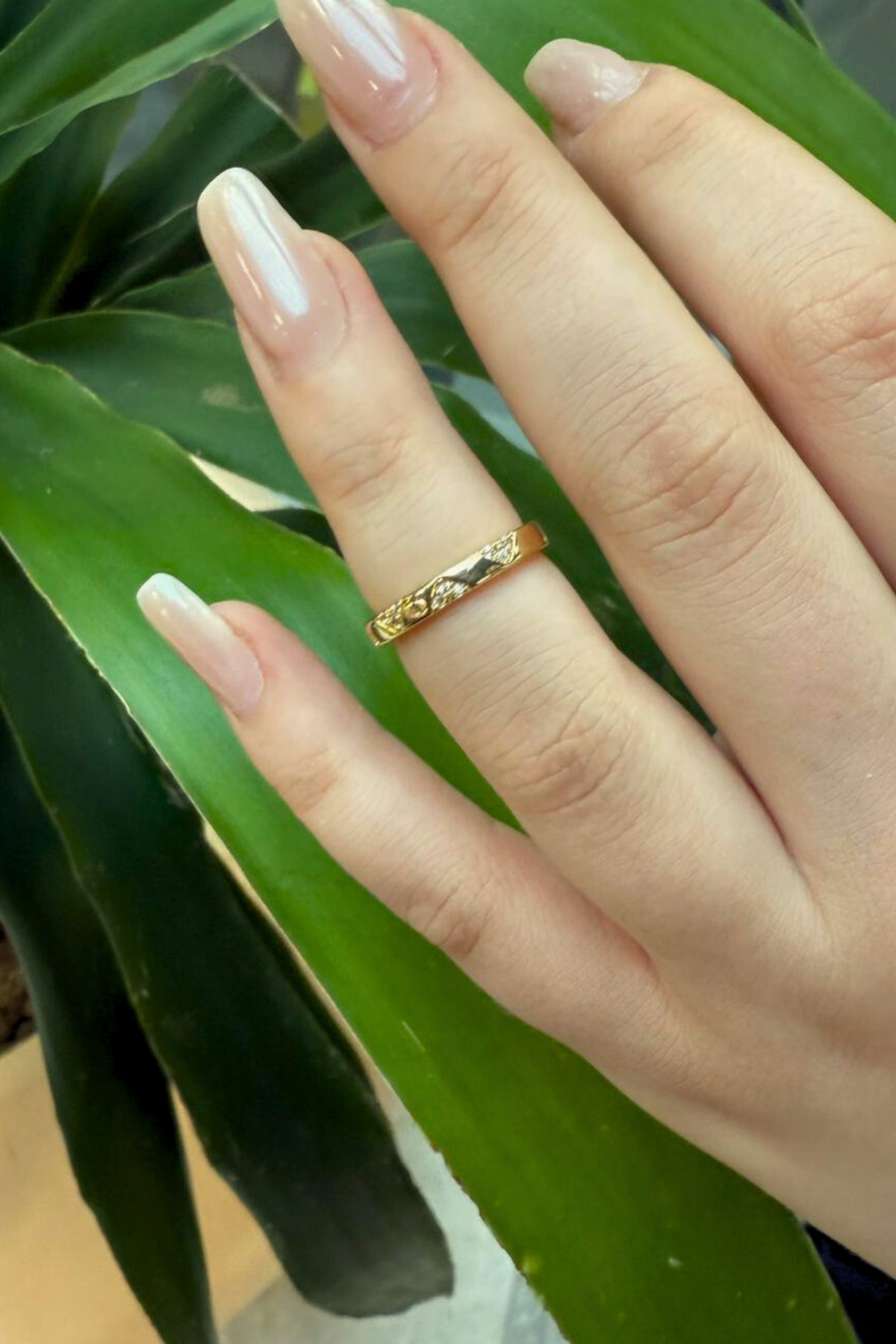 Üzeri Zigzag Baget Taşlı Çelik Görünümlü Xp Eklem Yüzüğü