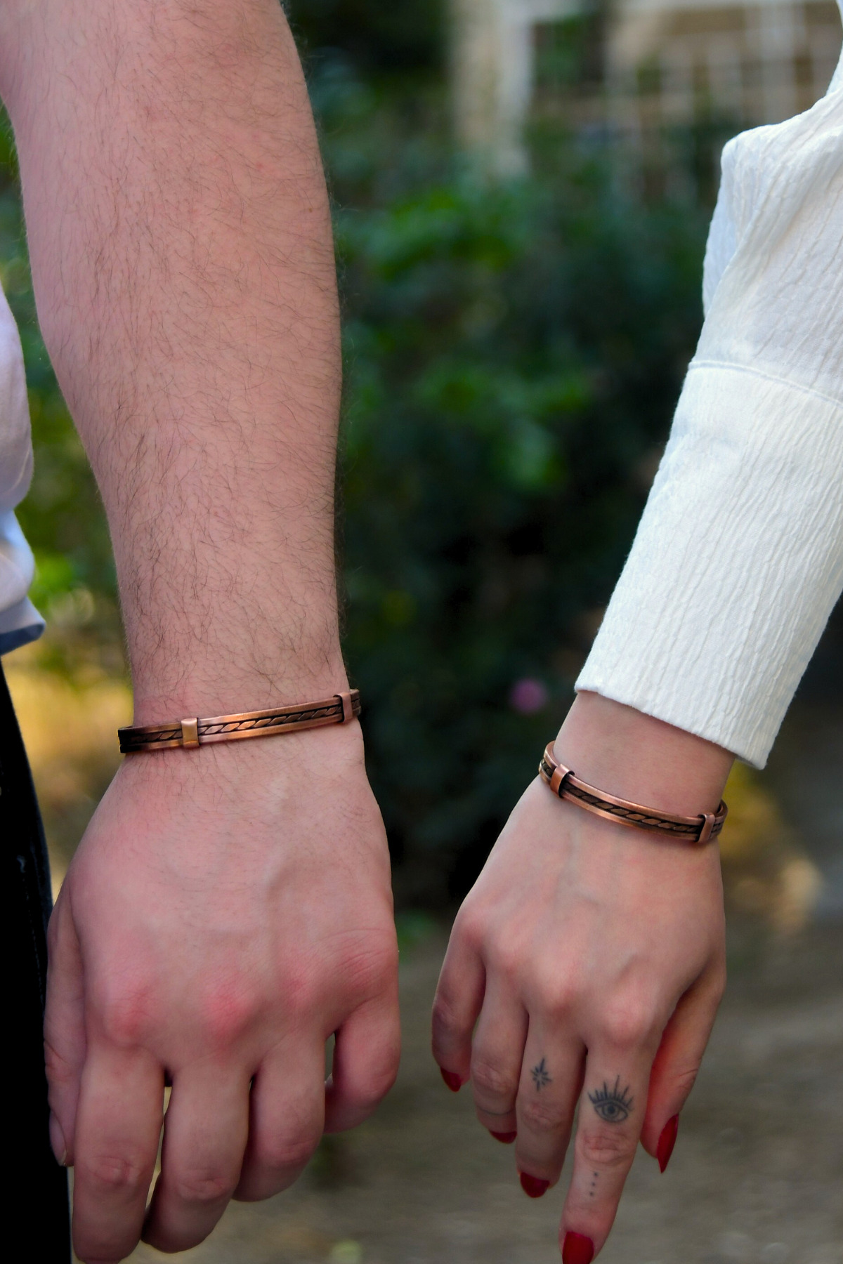 Ortası Halat Desen Bakır Bileklik