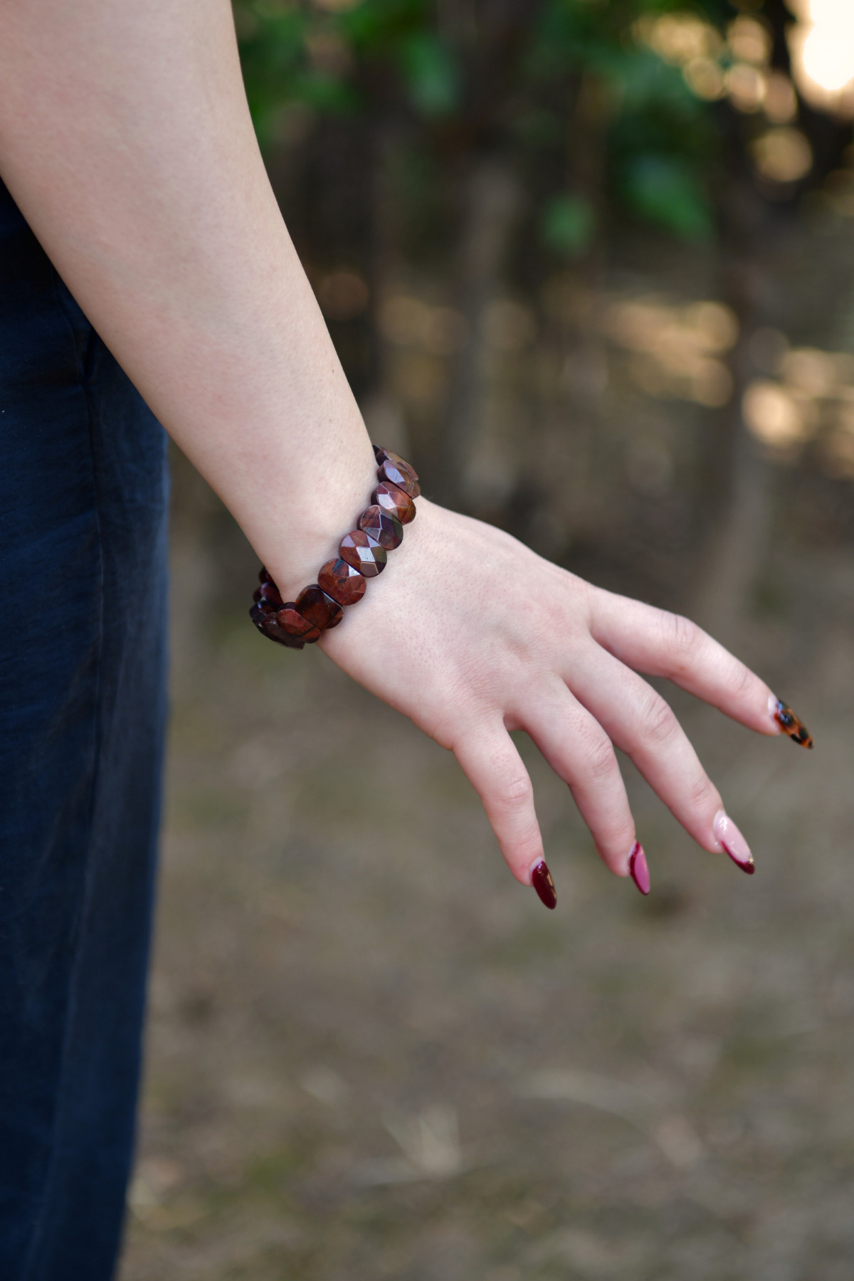 Kızıl Kaplangözü Özel Kesim Doğal Taş Unisex Bileklik