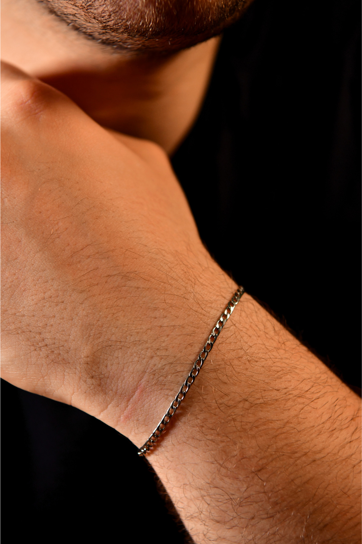 İç İçe Geçen Halka Model Erkek Çelik Zincir Bileklik 3 mm